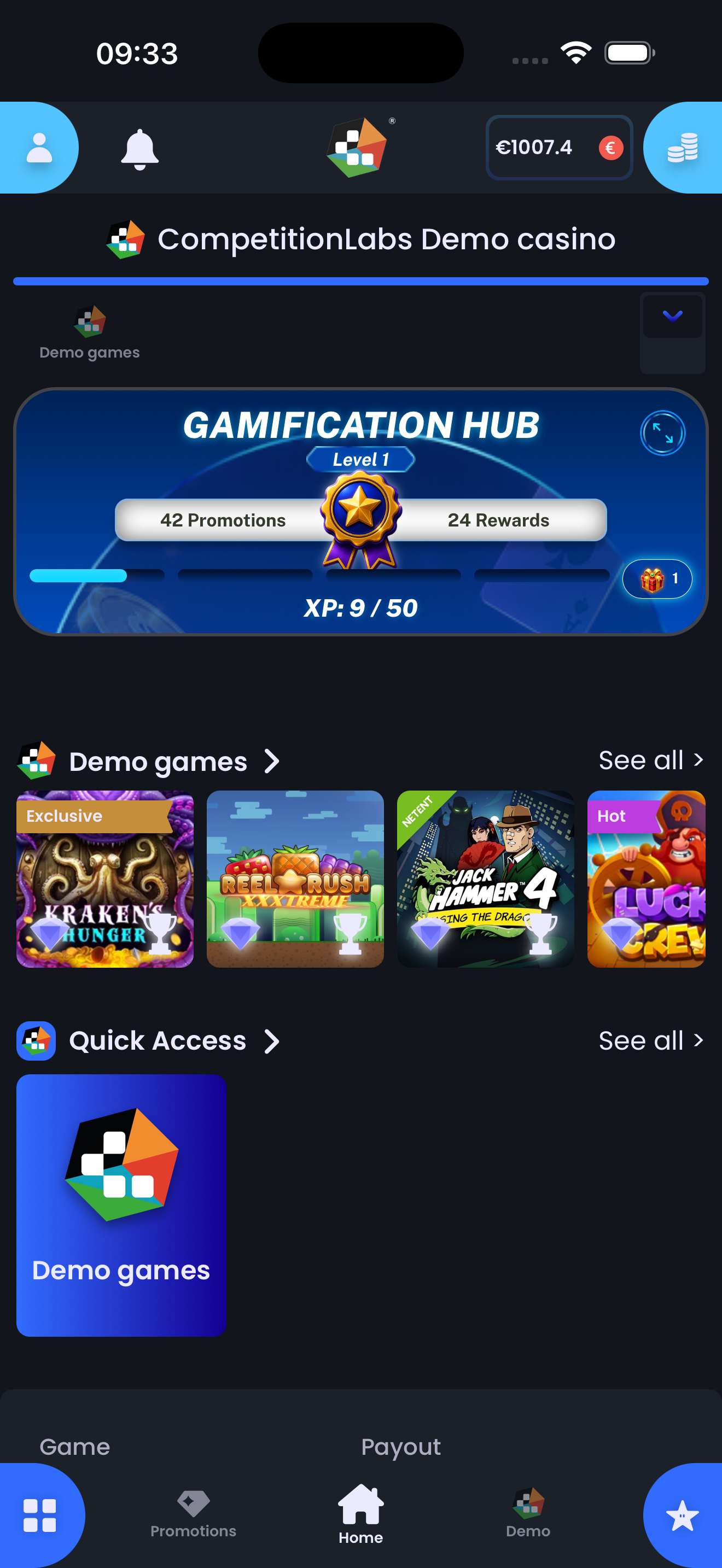 Loyalty progression in the closed widget state on a mobile phone